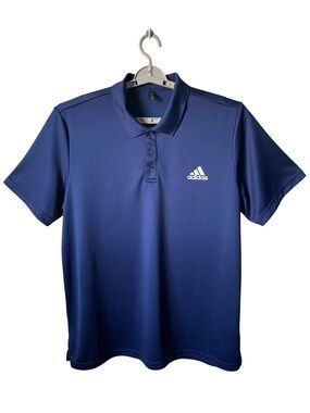 Adidas Men’s Size XL Short Sleeve Polo Shirt 3 Button Front Closure Navy